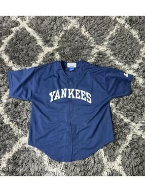 Vintage 90s New York Yankees Starter Jersey Boys XL Navy Blue MLB Baseball